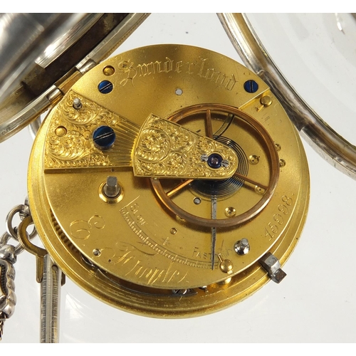 804 - Gentleman's silver E. Fryde open face pocket watch with fusee movement and Victorian watch chain, nu... 