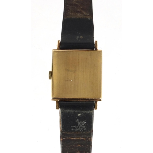 797 - Gentleman's Majex 9ct gold wristwatch, the case numbered 62102, 2.5cm wide, with box