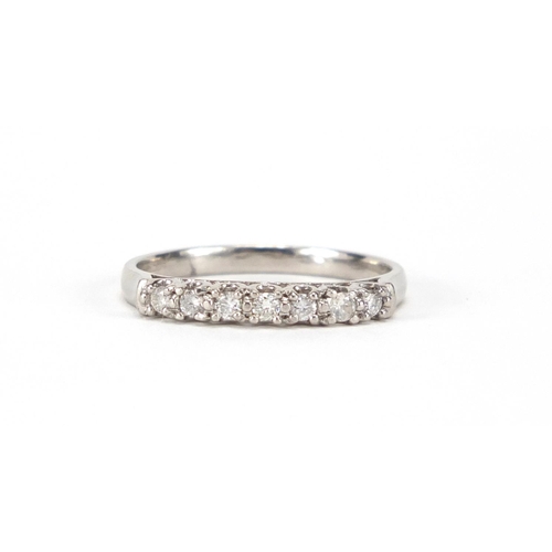 687 - Platinum and diamond half eternity ring, size P, approximate weight 3.4g