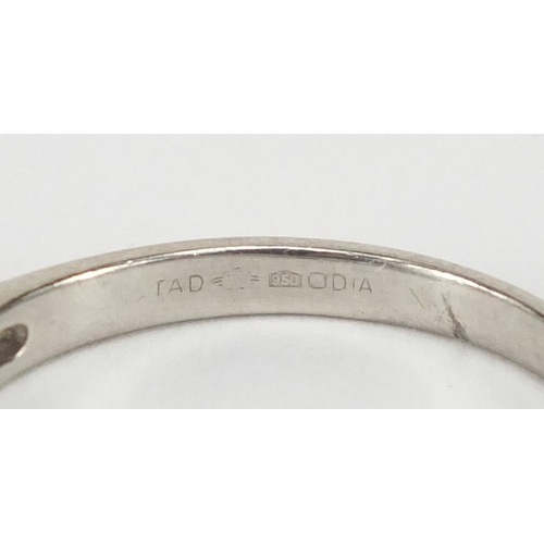 687 - Platinum and diamond half eternity ring, size P, approximate weight 3.4g