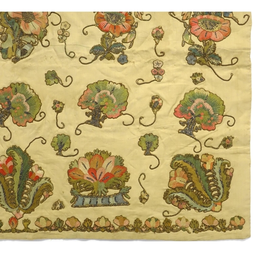418A - Early 19th century ottoman textile embroidered with flowers, (Provenance: From Doctor Z Sofu Collect... 