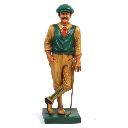 2047 - Large hand painted figure of a golfer, 77cm high