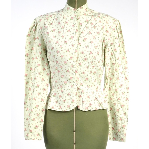 2481 - Two 1980's blouses comprising a Ralph Lauren example decorated with roses and a Nicole Farhi for Ste... 