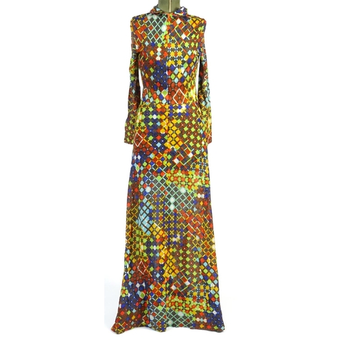 2477 - 1960's Shubette Lurex maxi dress, size 14