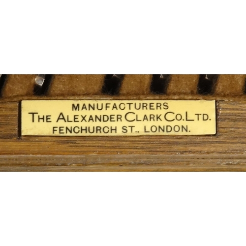 2068 - Alexander Clark oak eight place canteen of silver plated cutlery, 51cm wide