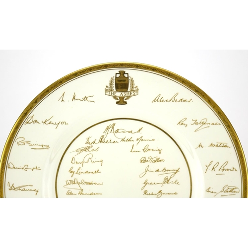 2360 - Royal Worcester plate commemorating the 1953 Ashes, 27cm in diameter