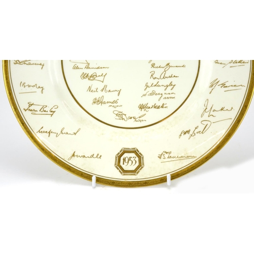 2360 - Royal Worcester plate commemorating the 1953 Ashes, 27cm in diameter