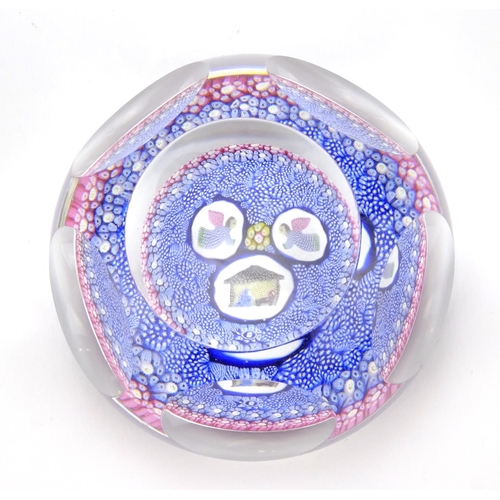 2137 - Whitefriars Christmas 1977 Millefiori paperweight, limited edition 424/1000 with certificate and box