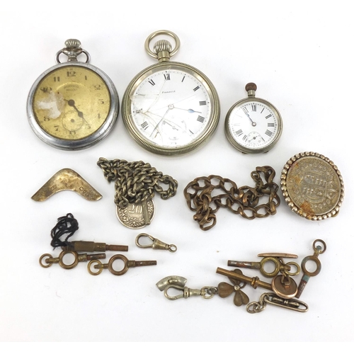 207 - Jewellery including two gentleman's open face pocket watches, Victorian 1889 half crown brooch and a... 
