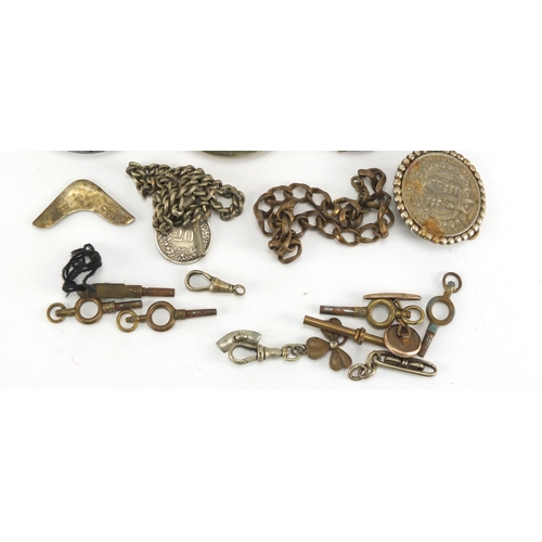 207 - Jewellery including two gentleman's open face pocket watches, Victorian 1889 half crown brooch and a... 