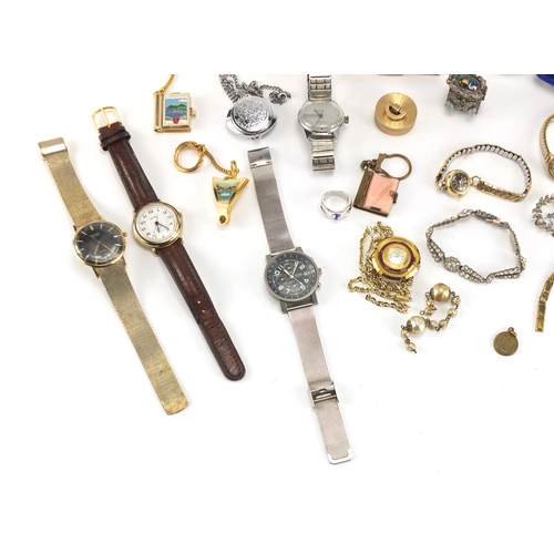 205 - Costume jewellery including wristwatches, necklaces and compacts