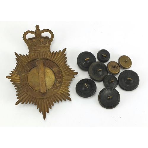 746 - Kent Constabulary policeman's helmet plate and buttons