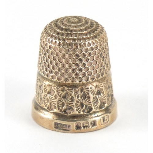 296 - Four silver thimbles including Charles Horner, the largest 2.5cm high, approximate weight 16.5g