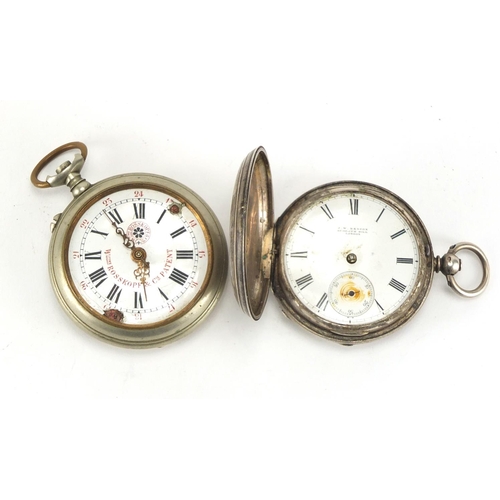219 - Gentleman's J W Benson silver hunter pocket watch and one other