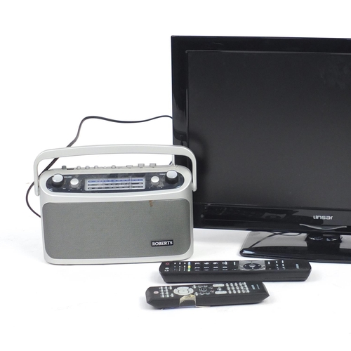 61 - Electrical items comprising Linsar 22inch LED television with remote, Philips video and DVD recorder... 