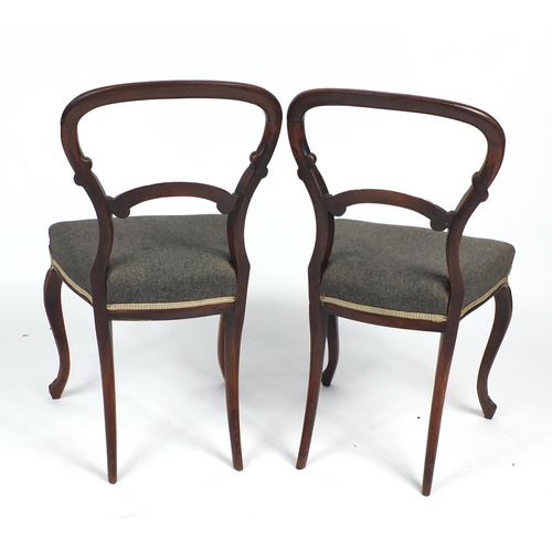 10 - Pair of Victorian rosewood occasional chairs, raised on cabriole legs, 85cm high