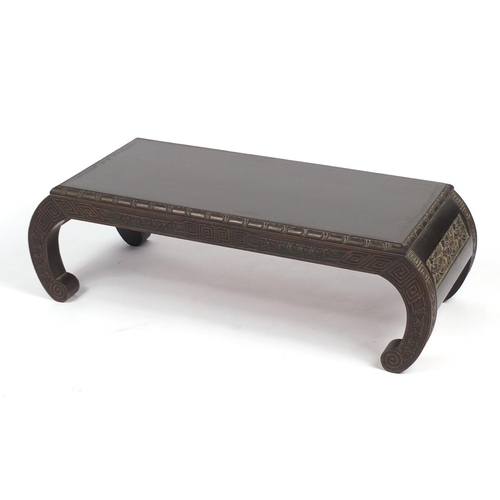 17 - Chinese hardwood coffee table, 28cm H x 93cm W x 40cm D