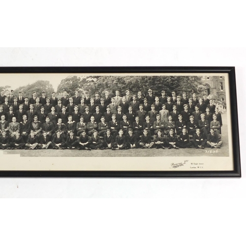 308 - 1948 Dover College black and white panoramic photograph of pupils, framed, 97cm x 19cm