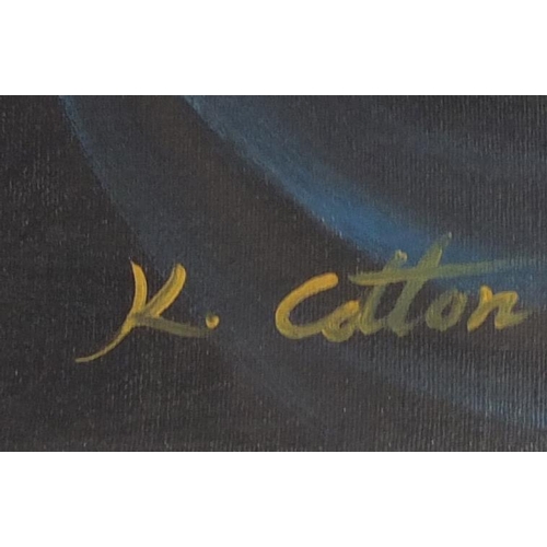 170 - K Cotton - Still life objects, oil on canvas, framed, 59cm x 49cm