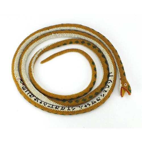 225 - Turkish prisoner of war beadwork snake, approximately 240cm in length