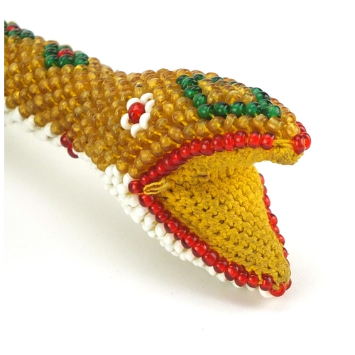 225 - Turkish prisoner of war beadwork snake, approximately 240cm in length