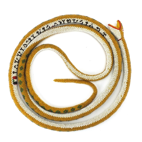 225 - Turkish prisoner of war beadwork snake, approximately 240cm in length