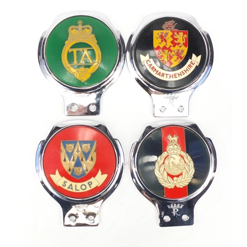 491 - Four Renamel car radiator badges, each boxed