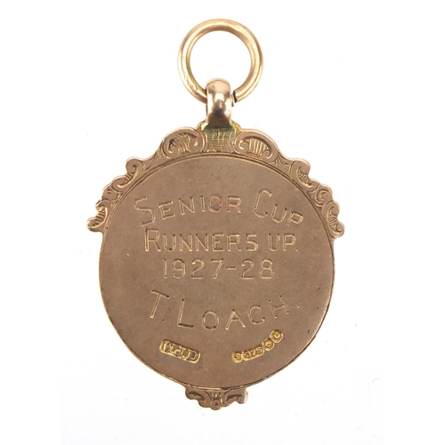 162 - 9ct gold and enamel Midland Daily Telegraph Challenge Cup jewel, engraved Senior Cup Runners Up 1927... 