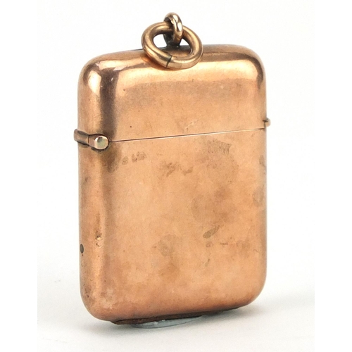51 - 9ct gold vesta case, indistinct makers mark, 4.8cm x 3.5cm, approximate weight 26.3g
