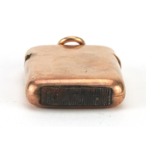 51 - 9ct gold vesta case, indistinct makers mark, 4.8cm x 3.5cm, approximate weight 26.3g