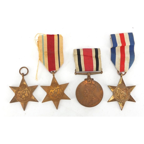 736 - Three British Military World War II stars and faithful service medal awarded to HERBERT R GODDARD