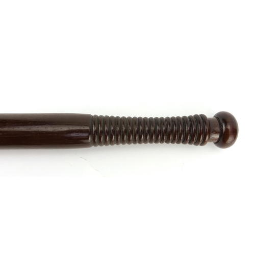 81 - Early 20th century rosewood special constable baton, reputably used at the time of Chartist rising, ... 