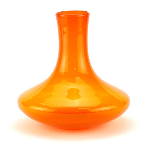 2262 - Whitefriars style tangerine glass vase, 27.5cm high