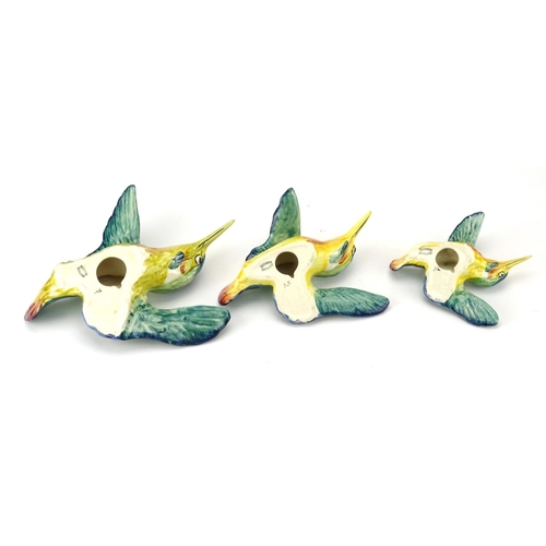 2412 - Three graduated Beswick Kingfisher wall plaques, each numbered 729, the largest 18cm wide