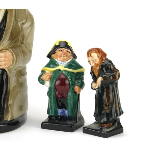 2413 - Royal Doulton Winston Churchill Toby jug and three figures, Bumble, Fat Boy and Fagin, the largest 2... 