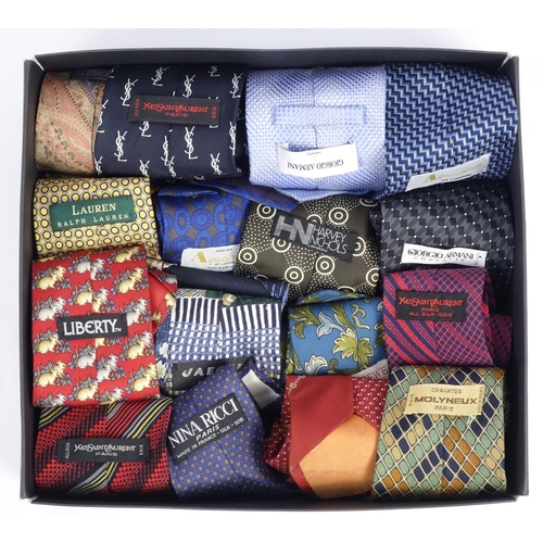 2457 - Sixteen gentleman's silk ties including Liberty,  Ralph Lauren, Nina Ricci, Giorgio Armani and Yves ... 