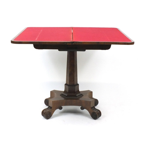 2022 - Georgian rosewood folding card table, 73cm H x 92cm W x 45cm D (folded)
