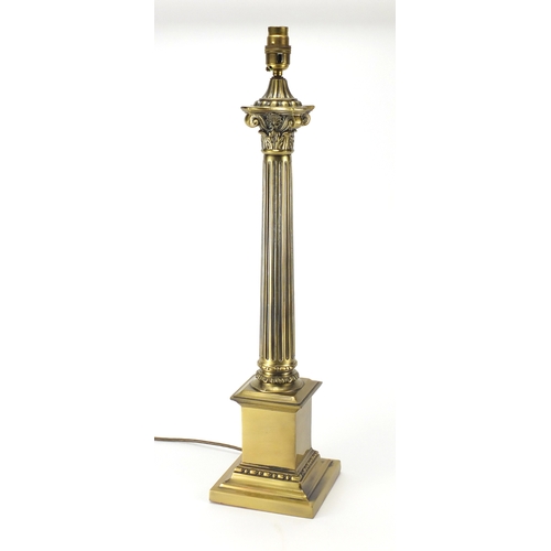 2218 - Bronzed Corinthian column table lamp, 59cm high