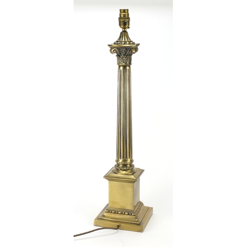 2218 - Bronzed Corinthian column table lamp, 59cm high