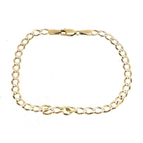 2820 - 9ct two tone gold curb link bracelet, 20cm in length, approximate weight 3.3g