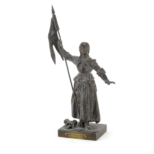 2318 - Spelter figure titled 'Jeanne D'Arc', 27.5cm high