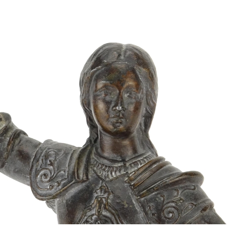 2318 - Spelter figure titled 'Jeanne D'Arc', 27.5cm high