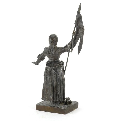 2318 - Spelter figure titled 'Jeanne D'Arc', 27.5cm high