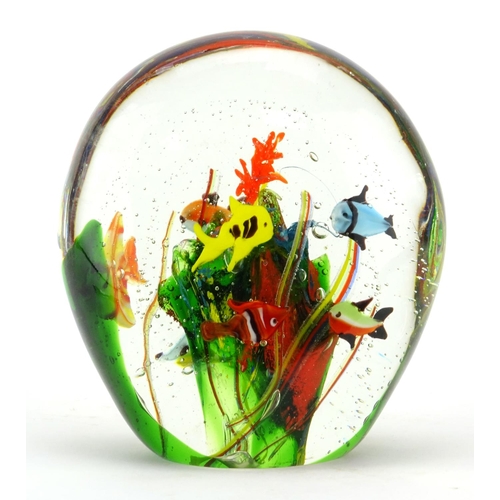 2194 - Large colourful glass fish paperweight, 16cm high