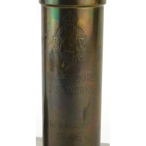 222 - British Military World War II trench art gong, 26cm high