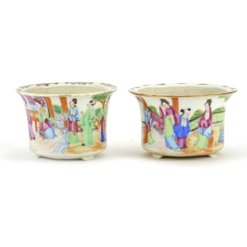 301 - ** DESCRIPTION AMENDED 5/3 ** Two miniature Chinese porcelain Canton planters on stands, hand painte... 
