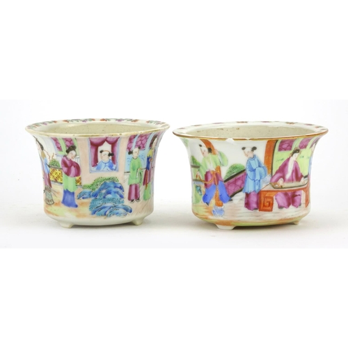 301 - ** DESCRIPTION AMENDED 5/3 ** Two miniature Chinese porcelain Canton planters on stands, hand painte... 