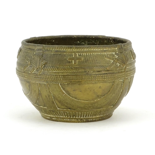 380 - 19th century African Benin bronze bowl 14cm in diameter