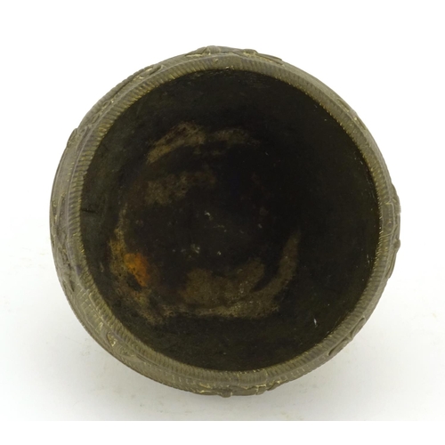 380 - 19th century African Benin bronze bowl 14cm in diameter