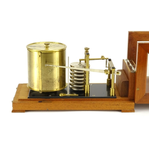 89A - German Lufft barograph with pine case, the barograph with applied plaque numbered 2385, 16.5cm H x 2... 